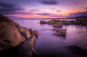 Картинка природа побережье рассвет камни озеро