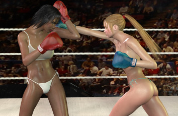 Картинка 3д+графика спорт+ sport взгляд девушки бокс ринг фон