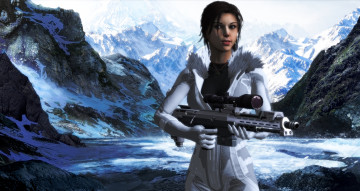 Картинка 3д+графика фантазия+ fantasy девушка взгляд фон оружие