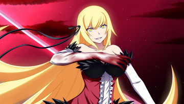 Картинка аниме bakemonogatari взгляд девушка фон