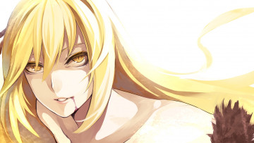 Картинка аниме bakemonogatari взгляд девушка фон