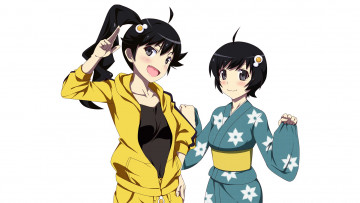 Картинка аниме bakemonogatari взгляд девушки фон