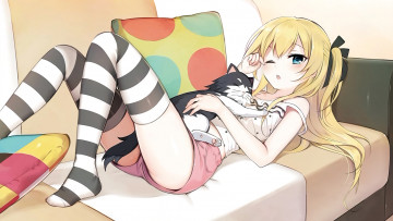 Картинка аниме животные +существа взгляд фон девушка