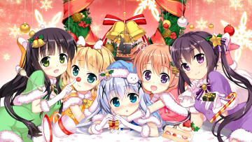 Картинка gochuumon+wa+usagi+desu+ka аниме фон взгляд девушки