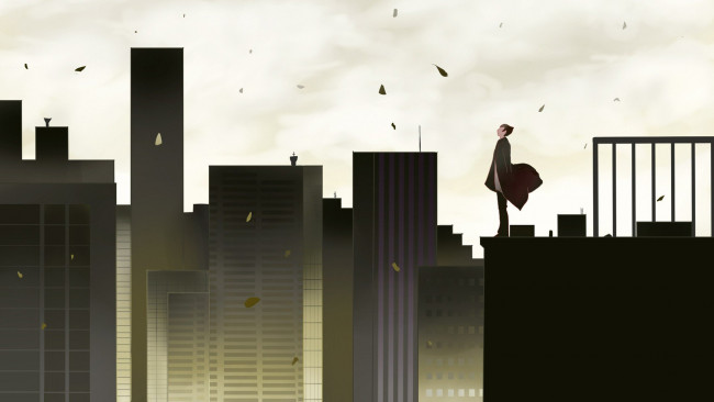 Обои картинки фото аниме, bakemonogatari, парень, город