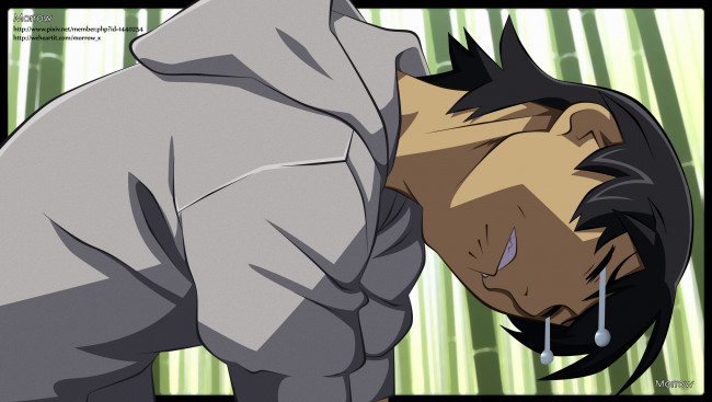 Обои картинки фото аниме, bakemonogatari, взгляд, фон, парень