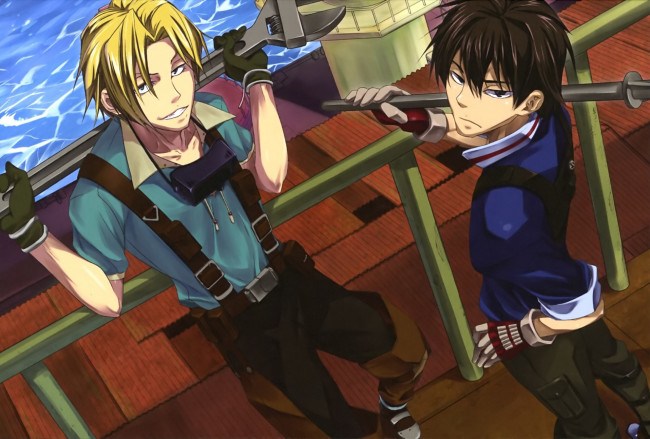 Обои картинки фото аниме, suisei no gargantia, art, парни, joe, pinion, гаргантия, suisei, no, gargantia