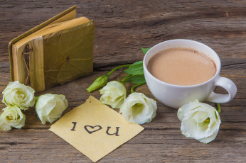 Картинка еда кофе +кофейные+зёрна эустома альбом горячий шоколад внимание чашка цветы