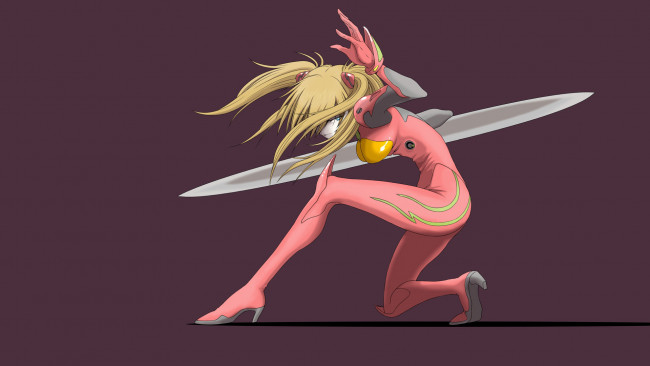 Обои картинки фото аниме, evangelion, взгляд, девушка, фон