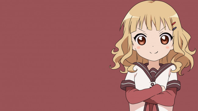 Обои картинки фото аниме, yuru yuri, взгляд, фон, девушка
