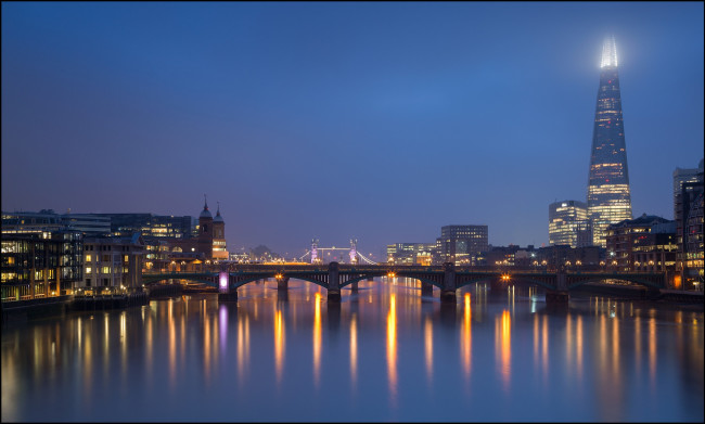 Обои картинки фото города, - огни ночного города, мост, река, англия, темза, огни, лондон, ночь