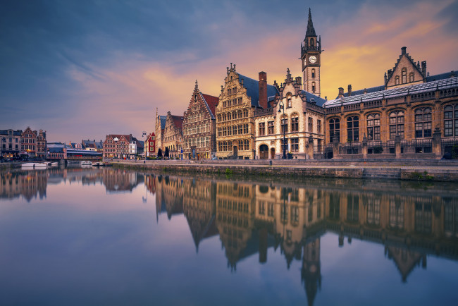 Обои картинки фото ghent, города, гент , бельгия, набережная