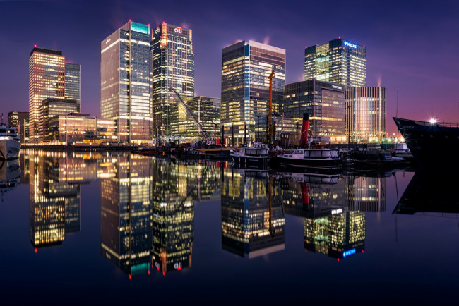 Обои картинки фото города, лондон , великобритания, огни, ночь, англия, дома, лондон, отражение