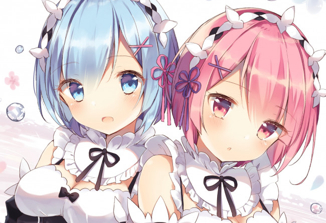 Обои картинки фото аниме, re,  zero kara hajimeru isekai seikatsu, rem, ram