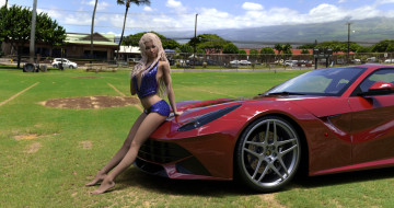 Картинка 3д+графика люди-авто мото+ people-+car+ +moto автомобиль фон взгляд девушка