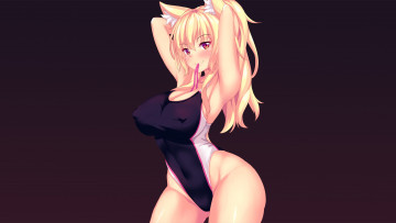 Картинка аниме животные +существа фон взгляд девушка