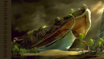 Картинка календари фэнтези лодка