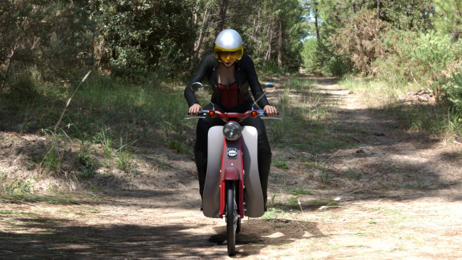 Обои картинки фото 3д графика, люди-авто, мото , people- car ,  moto, мотоцикл, фон, взгляд, девушка