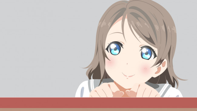 Обои картинки фото аниме, love live,  school idol project, девушка, фон, взгляд