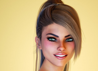 Картинка 3д+графика портрет+ portraits девушка взгляд фон