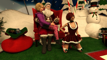 Картинка 3д+графика праздники+ holidays девушки фон взгляд