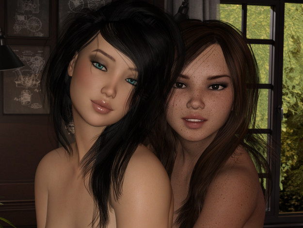 Обои картинки фото 3д графика, портрет , portraits, фон, взгляд, девушки