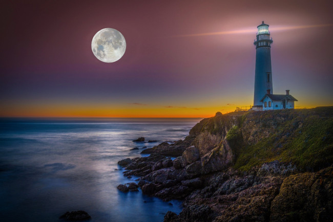 Обои картинки фото pigeon point lighthouse, california, природа, маяки, pigeon, point, lighthouse