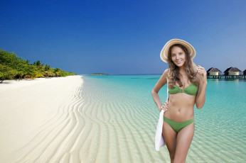 Картинка девушки katya+clover+ катя+скаредина тропики купальник шляпа улыбка