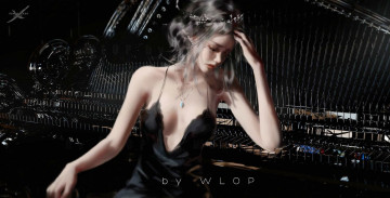 Картинка фэнтези девушки девушка рояль