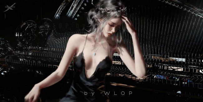 Обои картинки фото фэнтези, девушки, девушка, рояль