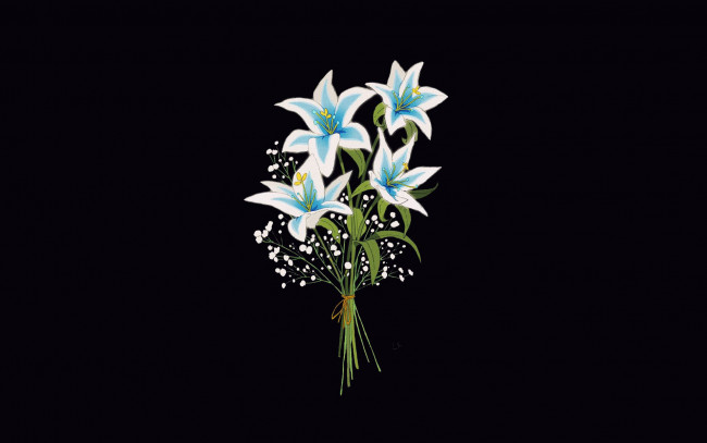 Обои картинки фото рисованное, цветы, лилии, букет