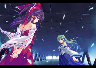 Картинка аниме touhou рейму хакурей и санае кочия