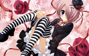 Картинка аниме *unknown другое чулки девушка ленточки шляпка платье взгляд