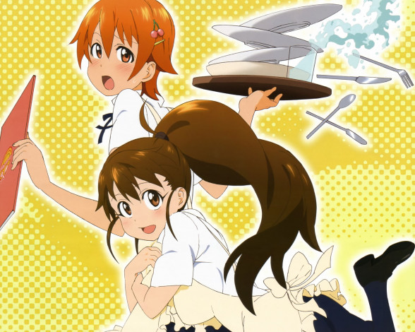 Обои картинки фото аниме, working, девочки