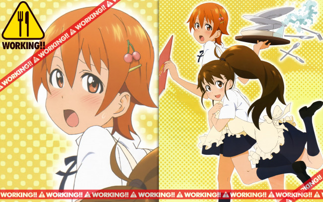 Обои картинки фото аниме, working, девушки