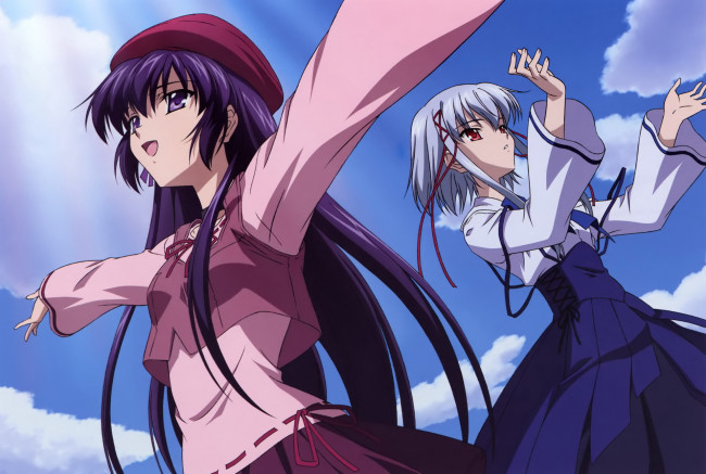 Обои картинки фото аниме, sola, девушки, небо