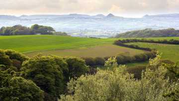 Картинка природа пейзажи долина туман дома