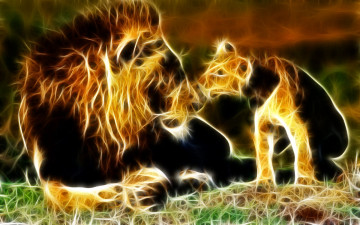 Картинка 3д графика animals животные лев