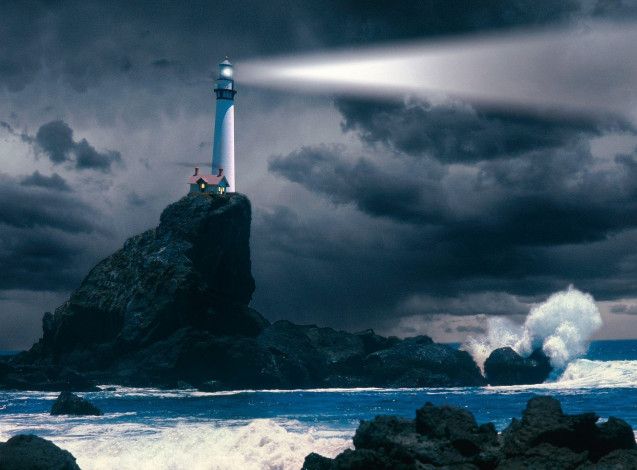 Обои картинки фото природа, маяки, скала, маяк