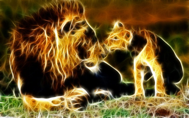 Обои картинки фото 3д, графика, animals, животные, лев