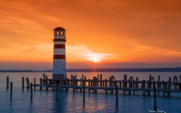 Картинка podersdorf am see burgenland austria природа маяки lake neusiedl закат подерсдорф-ам-зе австрия озеро нойзидлер-зе