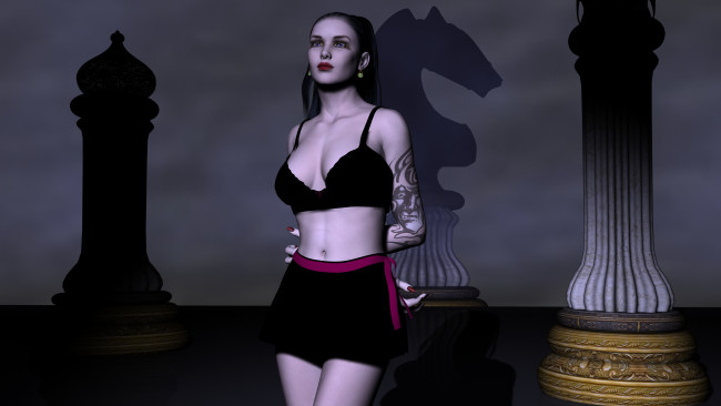 Обои картинки фото 3д, графика, people, люди, взгляд, ночь