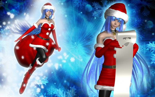 Обои картинки фото 3д, графика, anime, аниме, vocaloid, снегурочки