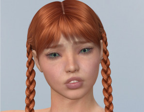 Картинка 3д+графика портрет+ portraits косички фон взгляд девушка