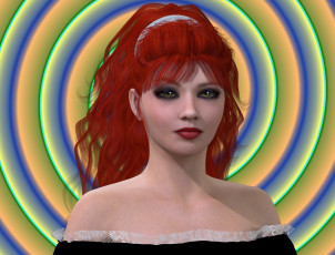 Картинка 3д+графика портрет+ portraits девушка рыжая взгляд