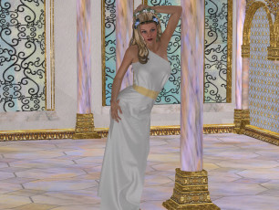 Картинка 3д+графика люди+ people девушка взгляд платье колона