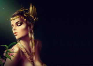 Картинка рисованные люди закрытые глаза макияж девушка фон украшение лицо