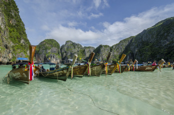 Картинка корабли лодки +шлюпки тропики скалы лагуна