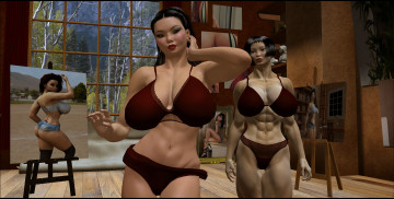 Картинка 3д+графика люди+ people девушки картина взгляд окно