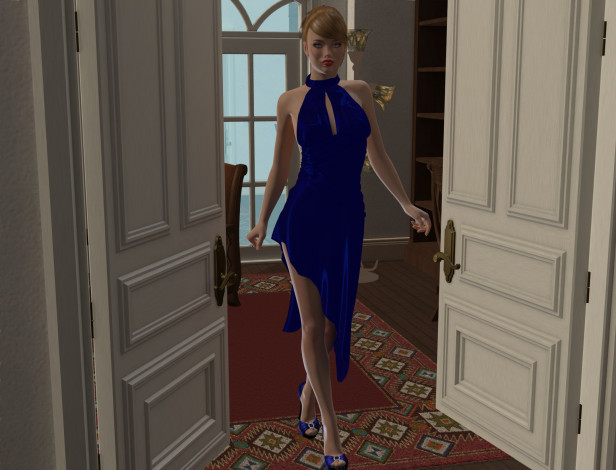 Обои картинки фото 3д графика, люди , people, дверь, взгляд, девушка